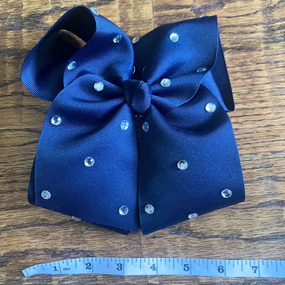 Girls navy bow with bling